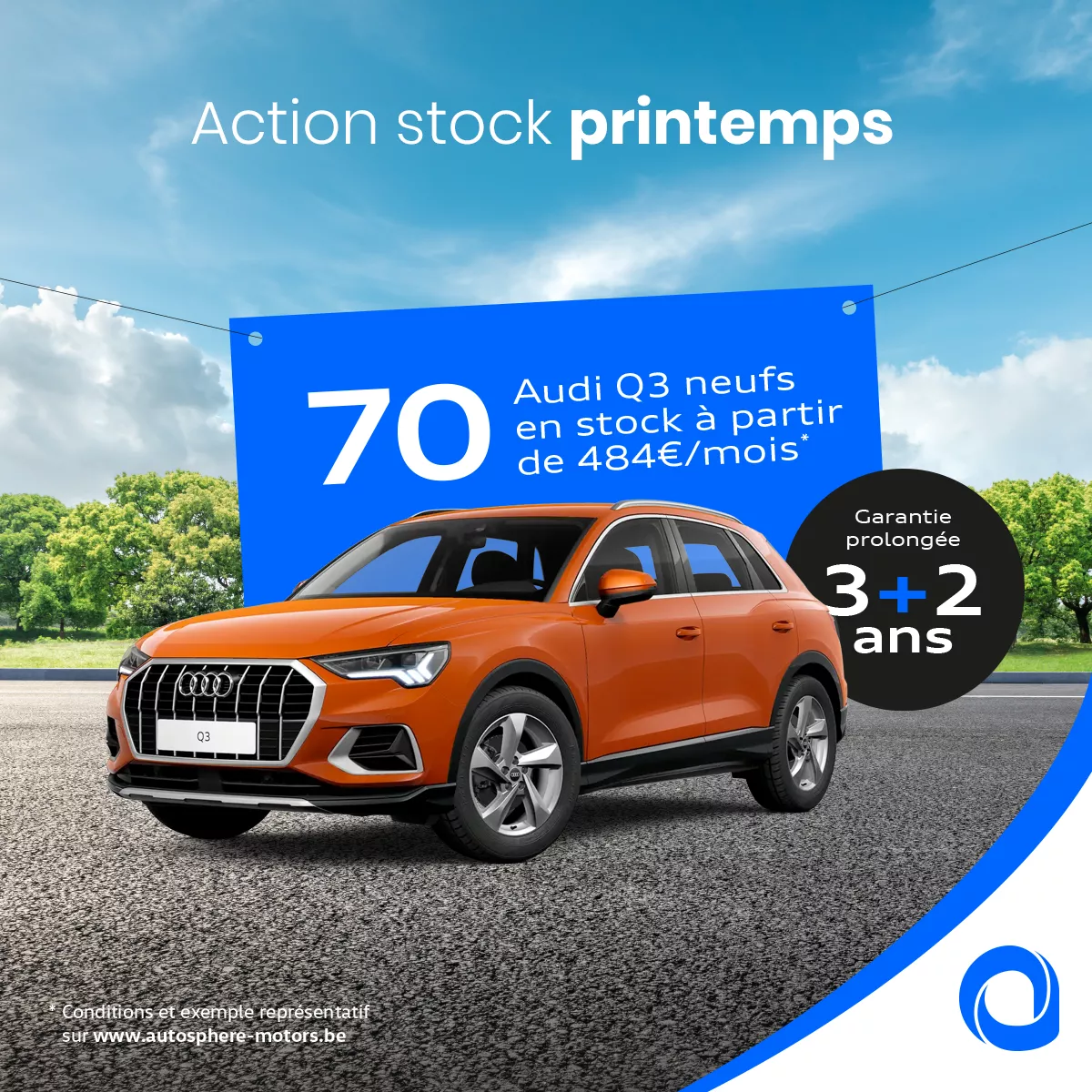 Audi Q3 action stock printemps
